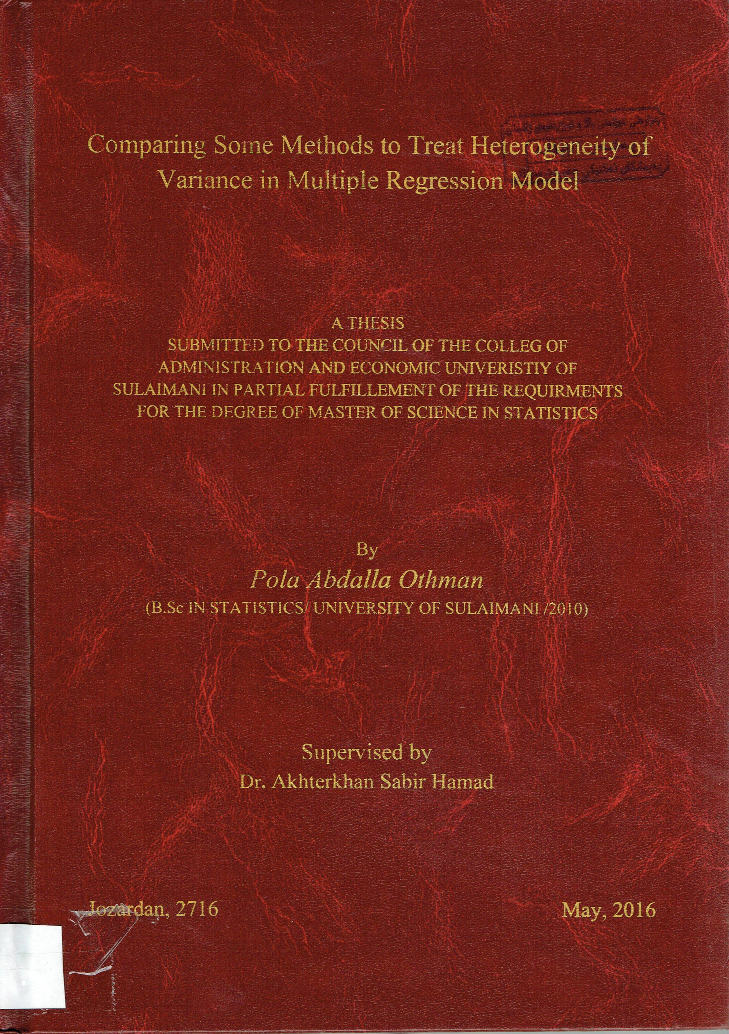 comparing some methods to treat heterogeneity of variance in multiple regression model