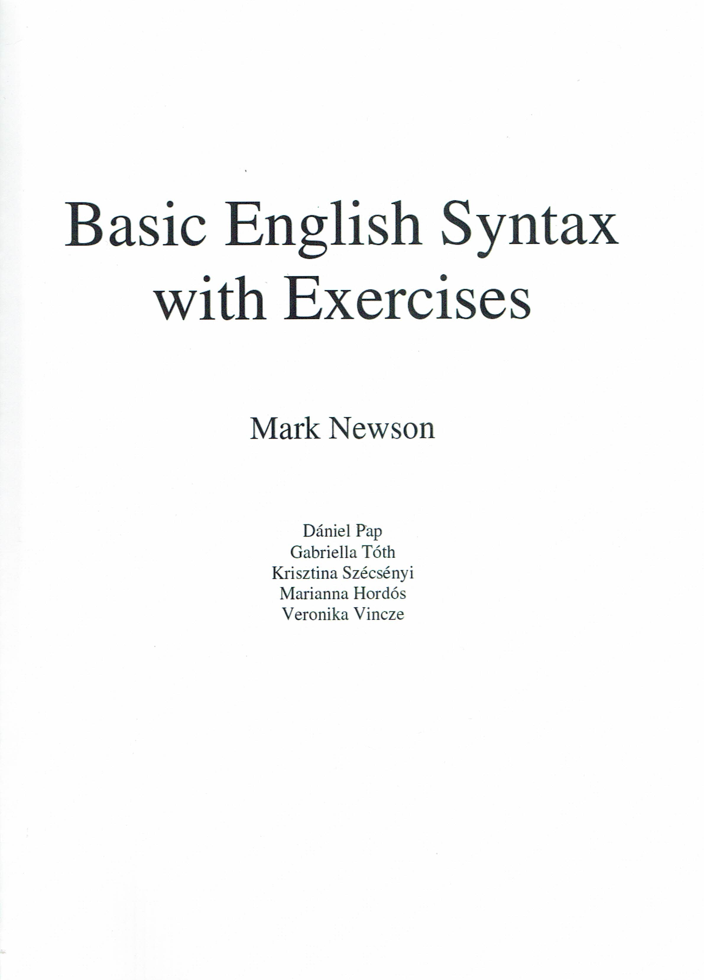 Basic English Syntax With Exercises