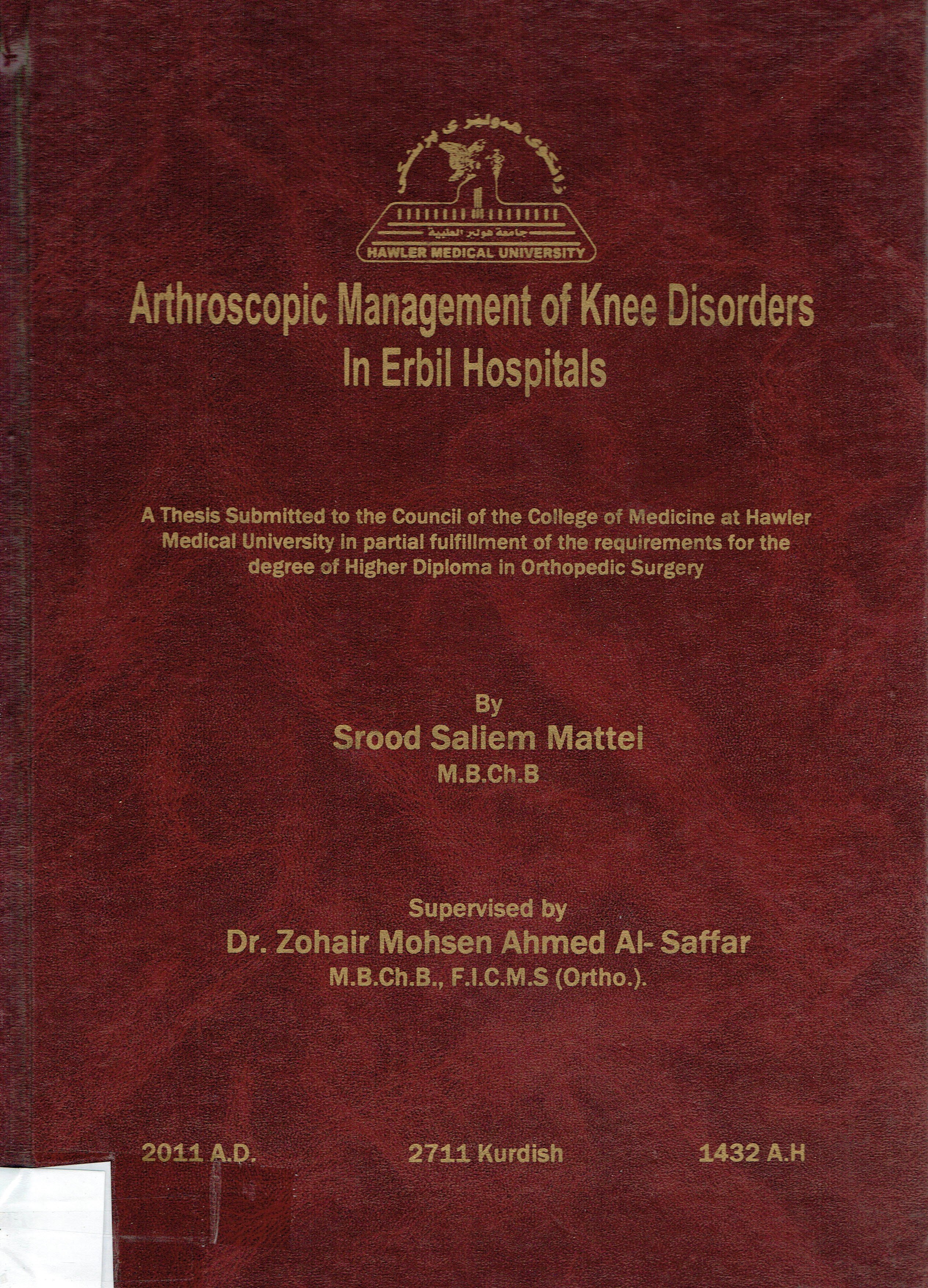 Arthroscopic Management Of Knee Disorders In Erbil Hospitals 